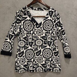 Talbots Black and White Floral Swim Coverup